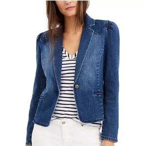 INC Puff Sleeve Denim Blazer